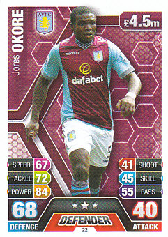 Jores Okore Aston Villa 2013/14 Topps Match Attax #22